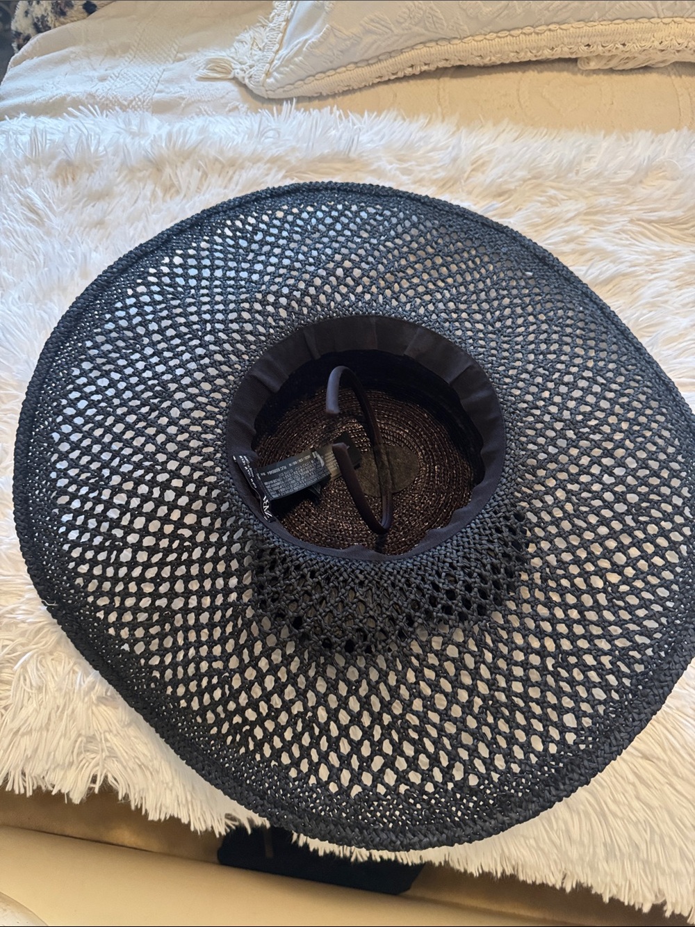 Zara Black Straw Wide-Brimmed Hat w/ Decorative Flowers - Picture 5 of 8